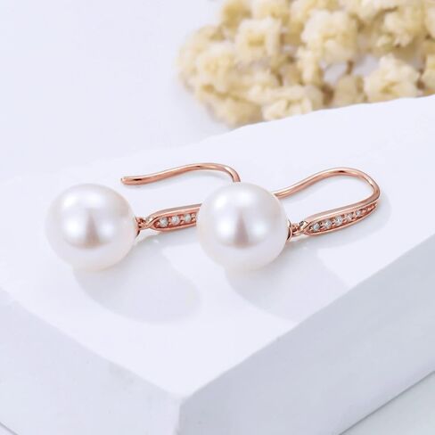 10k 14k Gold Natural Diamond and Freshwater Cultured Pearl Dangle Earrings for Women, Fine Jewelry for Her in Saudi Arabia