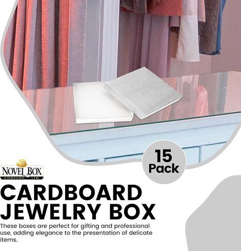 Novel Box® Made in USA Jewelry Gift Box in Pink Kraft with Removable Cotton Pad 3.5X3.5X0.9 (Pack of 15) + NB Cleaning Cloth in Kuwait