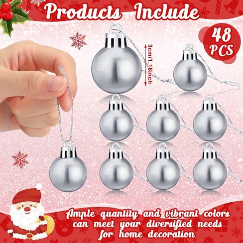 Sumind 48 Pieces Christmas Ball Ornaments Mini Shiny Multicolor Christmas Ball Ornament Xmas Miniature Ball Tree Decorations for Christmas Tree Party Holiday Decor (Multicolored,1.2 Inch) in Saudi Arabia