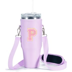 Personalized Initials Water Bottle Carrier Bag for Stanley Cup 40oz Tumbler with Handle
