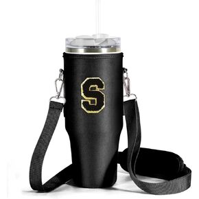 Personalized Initials Water Bottle Carrier Bag for Stanley Cup 40oz Tumbler with Handle