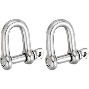 PATIKIL Screw Pin Shackle M5 3/16" 220lbs, 2 Pack 304 Stainless Steel D Ring Shackle for Chains Wire Rope Outdoor, Silver