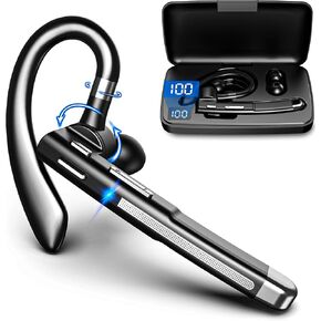 EUQQ Bluetooth Headset V5.2, Wireless Headset with Mic, Driving Headset with 500mAh Charging Box, 120 Hours Standby Bluetooth Earpiece, for iOS and Android Cell Phones in Kuwait