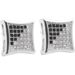 Gold Silver 11mm Square CZ Stud Earring of Mens aretes para hombre