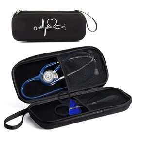 Stethoscope Case for 3M Classic III, Lightweight II S.E, Extra Room for Nurse Accessories and Medical Equipment, Hard Carrying Case with Mesh Pocket, Black (Case Only)