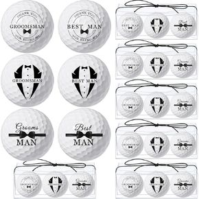 HyDren 6 Sets Groomsmen Golf Balls Groomsmen Proposal Gift Wedding Variety Golf Ball Gift Include 18 Golf Balls 6 PVC Box and Ropes Best Man Wedding Favors