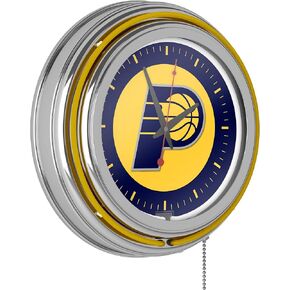 Indiana Pacers NBA Chrome Double Ring Neon Clock