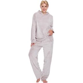 Flannel Pajamas For Women Set Sherpa -Fluffy Hooded Womens Pajama Sets