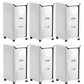 OCS Parts 6-Pack Tall-Fold Two-Sided Napkin Dispenser | White | Holds 150 6" x 13" Tall Fold Napkins | for Home Dining Room Tables, Kitchens, Restaurants, Food Trucks and Delis
