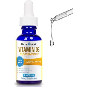MaxX Labs Vitamin D3 K2 with 3,000 IU per Capsule - Plus 115 mcg of Vitamin K as MK-7 from Natto - Supports Bone Health - Gluten-Free - 90 Count (90-Day Supply)