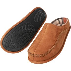 Men's Slip On Moccasin Slippers, Indoor/Outdoor Comfy House Shoes, Wide Loafer Slippers