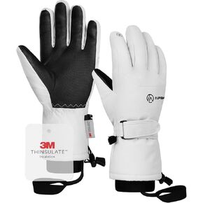 Winter Ski Gloves Men Women, 3M Thinsulate Snow Gloves, Waterproof Windproof Touchscreen Snowboarding Gloves, 5-Layer Thermal Warm Cold Weather Gloves for Skiing, Snowboard, Snowmobile