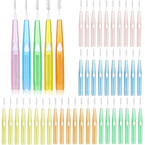 50 Pieces Interdental Brush, Push-Pull Braces Flosser for Cleaner Toothpick Soft Dental Teeth Flossing Cleaning Tool (5 Sizes)