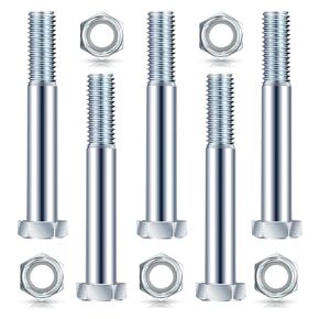 Blulu 5 Pack Grade 2 Shear Bolts for Rotary Cutters Bolts and Lock Nuts Kit 1/2" x 3-1/2" with Nylock Nuts Fit Brush Cutter Tractor Gearboxes Compatible with Rotary Cutters Mill Grad(Half Thread)