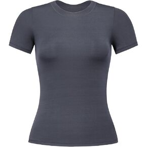 AUROLA Everyday Fitted T-Shirt for Women,Crew Neck Basic Short Sleeves T ShirtCrop Tops Modal Slim Fit Tee