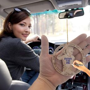 Rear View Mirror Accessories car Decoration by Personalized Wooden Baseball Car Hanging Ornament with 2 Faces and Alphabet Stencil Tool for Custom Birthday Gifts for Girl (with Wooden Gift Box)
