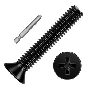 50 PCS #8-32 x 3/4" Phillips Flat Head Machine Screws, Countersunk Head Machine Screw Bolts, 18-8 Stainless Steel (304), Full Thread, Black Coating