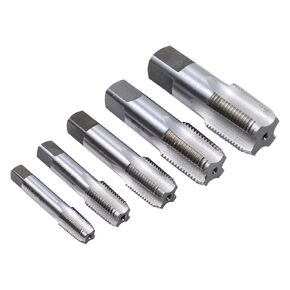 ApplianPar 5Pcs HSS NPT Pipe Tap Set 1/8, 1/4, 3/8, 1/2 and 3/4 Inch Hand Threading Plumbing Tap Set for Thread Cutting