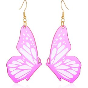 Purple Butterfly Earrings for Women Dangle Long Silver Butterfly Earrings Blue Butterfly Dangle Earrings Gold White Butterfly Earrings Cute Butterfly Jewelry Sparkle Earrings Fairy Earrings