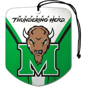 FANMATS 61643 NCAA Marshall Thundering Herd Hanging Car Air Freshener, 2 Pack, Black Ice Scent, Odor Eliminator, Shield Design with Team Logo
