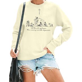 ALLTB Christmas Christian Religious Sweatshirt Women: Christmas Faith Graphic Shirt Xmas Holiday Pullover Tops