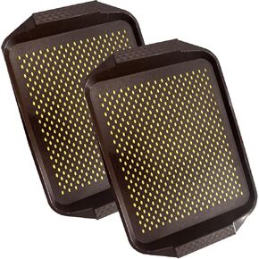 Non Slip Restaurant Food Serving Trays with Handles, 2 Pack Rectangle Fast Food Trays, Anti-Slip Plastic Breakfast Tray Large Serving Platters For Toast Fruit Party Foodservice Lap(2, Coffee)