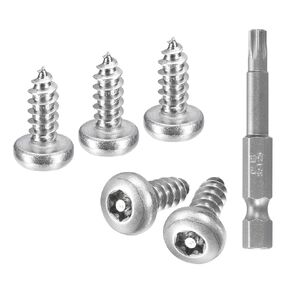 uxcell #14 x 1-1/4" Torx Security Screws, 30pcs Button Head Tamper Resistant Self Tapping Screws, 304 Stainless Steel Anti-Theft Screws with Bit T27