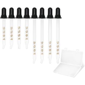 1mL Glass Pipette Dropper with Measurement - Bent and Straight Tips, for Essential Oils and Liquid Measuring (4)
