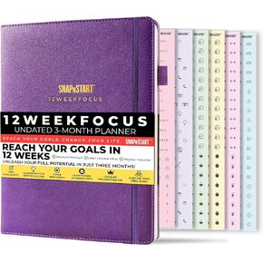12 Week Focus Planner: High Performance Project Planner - Stay Focused and Achieve your Goals - Weekly and Daily Pages with Scientifically Proven Prompts - Undated, 7x10inch Black Hardcover