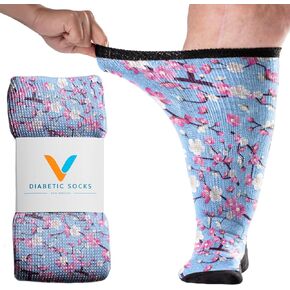 Viasox EasyStretch Diabetic Socks for Men & Women, Non Binding Top, Seamless Toe, Loose Fit
