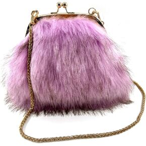 Faux Fur Evening Handbags Fuzzy Satchel Style Purse Fashion Clutch Handbag Shoulder Vintage Bags for Women
