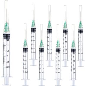 Luer lock 3ml 21Ga 1 Inch(25mm), 50 Pack Sterile Lab Utensils for Scientific Research, Industrial Dispensing or Liquid Measuring