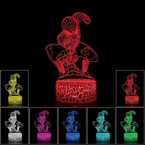 ضوء ليلي، مصباح LED ثلاثي الأبعاد، 7 ألوان لهدايا عيد الميلاد، مصباح طاولة USB بمفتاح لمس متغير تدريجي لهدايا العطلات أو ديكورات المنزل (03)