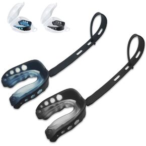2 Pack Sports Mouth Guard for Kid with Case and Strap, Triple-Layer Football Mouthguard Mouth Protection for Hockey Karate Rugby MMA Skating, Boxing
