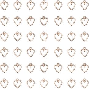 Ruwado 50 pcs Hollow Heart Jewelry Making Kits for Jewelry Making Small 1.5 x 1.2 cm Cute Accessories for DIY Crafting Project Christmas Tree Décor Necklace Bracelet Keychain Earring (Colorful)