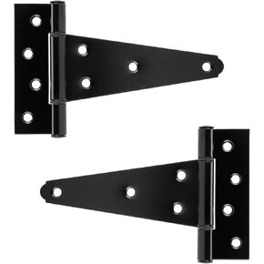 6 Inch Heavy Duty T-Strap Shed Door Hinges,4 Pack Gate Strap Hinges Black FenceTee Hinge for Outdoor Wood Gates,Shed Door,Barn Door,Wrought Hardware for Wooden Fences,Yard,Barn Door,Rustproof