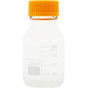 Glass Round Media Storage Bottles, 3.3 Borosilicate Clear Glass With GL45 Screw Cap, for Schools, Home, Lab Reagent Bottle (500ml)