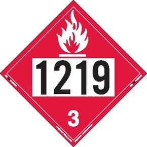 Labelmaster ZEZ21219 UN 1219 Flammable Liquid Hazmat Placard, E-Z Removable Vinyl (Pack of 25)
