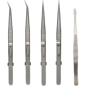 Tweezers, 5Pcs Precision Tweezers Set - Anti - Static Stainless Steel Tweezers for Electronics, Jewelry Making, Medical and Laboratory Work, Craft, Model Building, Soldering, Watch, Car Repair, Etc