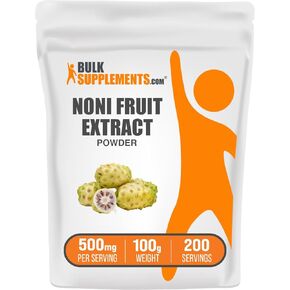 BulkSupplements.com مسحوق مستخلص فاكهة النوني - مكمل فاكهة النوني، فاكهة النوني 500 مجم - مسحوق سوبر فود، خالي من الغلوتين، 500 مجم لكل وجبة، 100 جم (3.5 أونصة) (عبوة من قطعة واحدة)