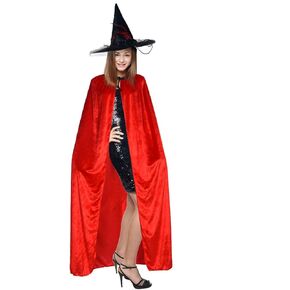 YoleShy Unisex Witch Costume Adult Cape Women Vampire Costume Black Hat Halloween Vampire Cloak Cosplay Costumes Theme Party