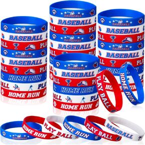 Capoda 36 Pieces Baseball Motivational Silicone Wristband, Baseball Party Decorations for Baseball Party Baseball Bracelets Jewelry Sports Gifts Supplies over 6 Years