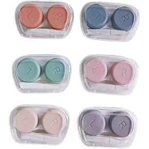 6 Pack Contact Lens Case, Portable Contact Case with Applicator Tool Tweezer, for Travel Outdoor Home Office Dormitory and Daily Use,Colorful