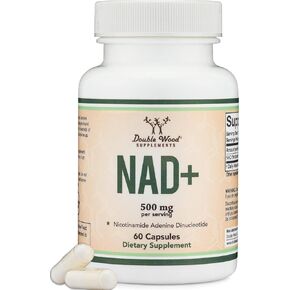 NAD Supplement (500mg of 95% Pure NAD+ Per Serving, 30 Day Supply) NAD Booster Similar to Nicotinamide Riboside (Third Party Tested, Manufactured in The USA, Vegan Safe, Non-GMO) by Double Wood