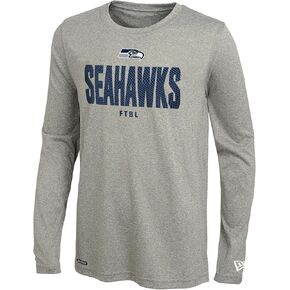 New Era NFL Men's Grids Dri-Tek Cool Heathered Grey Long Sleeve T-Shirt, Adult Football Tagless T-Shirt