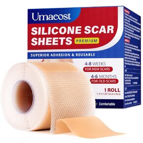 Medical Silicone Scar tape for Scars: Medical Grade Scar Sheets Reduces the Appearance of Scars from surgical Acne Stitches Burns More 1.6"x 120"