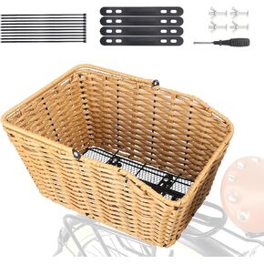 MEGHNA Bike Basket Woven Rear Bicycle Basket Detachable Rear Bike Rack Basket Bike Storage Basket for Rear Rack of Most Kinds of Bike