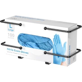 Wall-Mounted Black Glove Box & Tissue Holder: Organizer for Disposable Gloves in Lab, Kitchen, Bathroom, or Garage