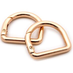 Metal D-Rings, 10 PCS Spring Opening Purse Making Clip Key Ring Holder (Brushed Brass)