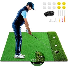 Golf Hitting Mat, 5 x 4 ft 26MM Thickened Golf Training Mat with Carry Strap Indoor Outdoor Practice Hitting Mat Ideal Golf Training Aids for Men & Golfers Gift